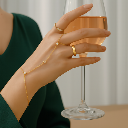 Kædevedhæng Finger Ring Palme Krystalarmbånd – Justerbart & Glitrende Jewelry Bracelet Chain Tech Butik