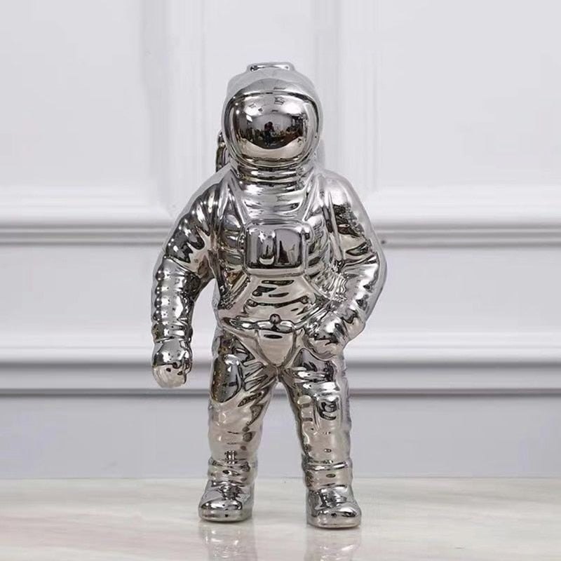 Astronaut Inspireret Dekorativ Vase til Moderne Interiør Dekoration Tech Butik Sølv S