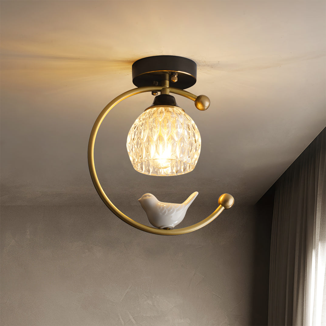 Keramisk Loftlampe med Fugledetalje og Elegante Former Loftslampe Tech Butik