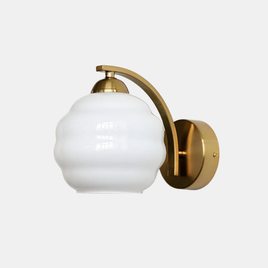 Klassisk Vintage Væglampe med Buet Glas Væglamper Tech Butik Guld+Hvid