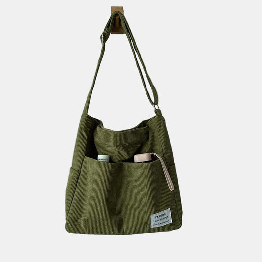 Klassisk og Holdbar Canvas Fløjls Skuldertaske Skuldertaske Tech Butik Grøn