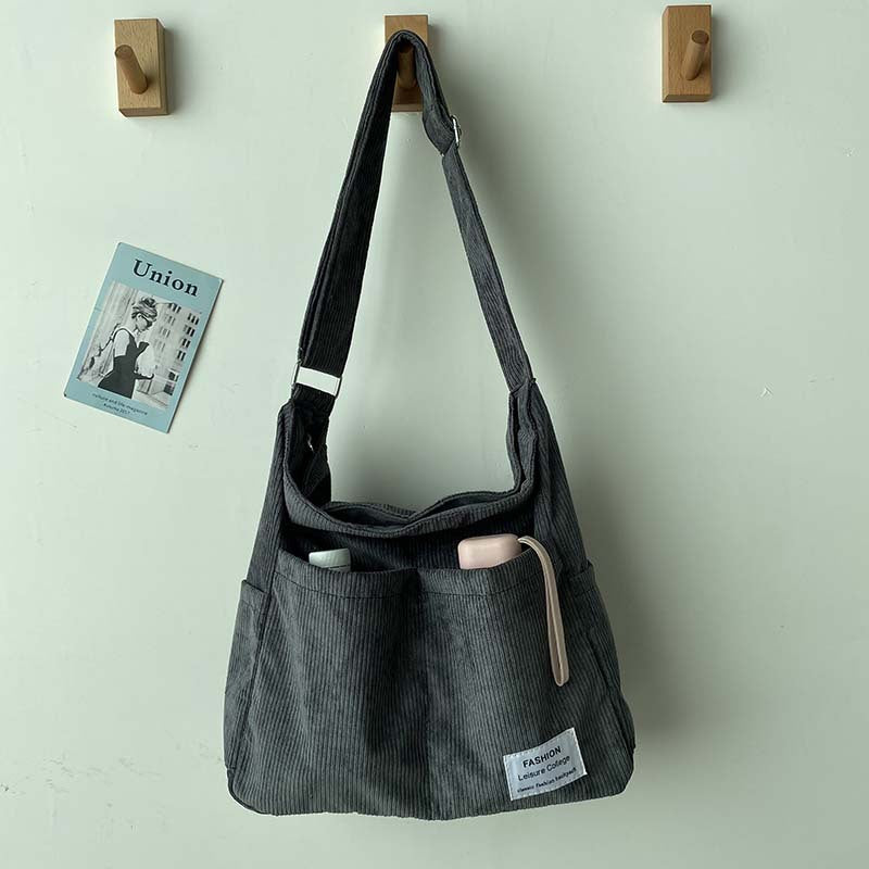 Klassisk og Holdbar Canvas Fløjls Skuldertaske Skuldertaske Tech Butik Grå