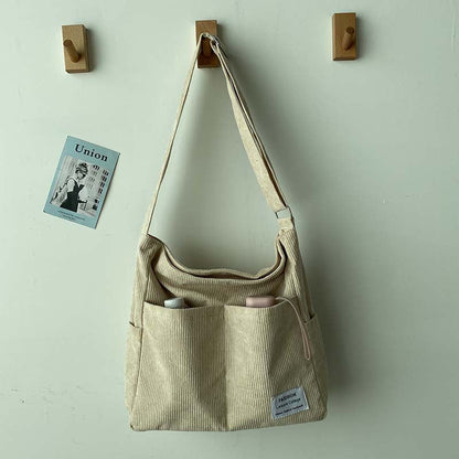 Klassisk og Holdbar Canvas Fløjls Skuldertaske Skuldertaske Tech Butik Hvid