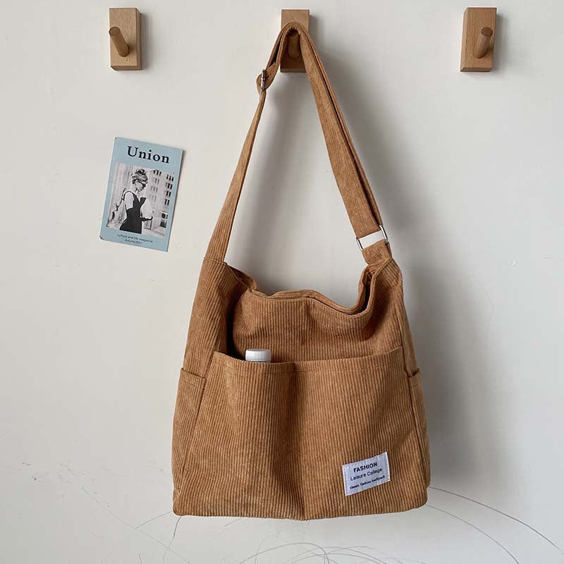 Klassisk og Holdbar Canvas Fløjls Skuldertaske Skuldertaske Tech Butik Brun