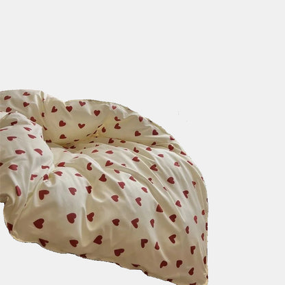 Komfortabel Sengetøj Sæt med Hjerte-Design til Twin, Full, Queen Størrelser Dynebetræk Tech Butik 150cm x 200cm 4Stykker