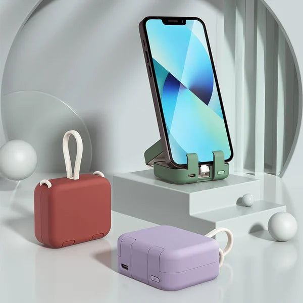 Kompakt Foldbar Powerbank med Indbygget Telefonholder Power Bank Tech Butik