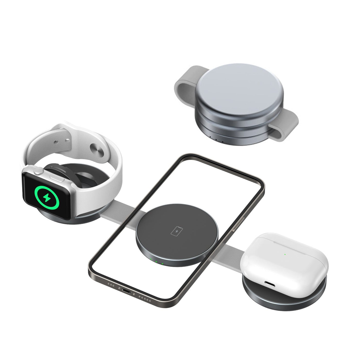 Kompakt Sammenklappelig 3-i-1 Trådløs Opladerstation Power Bank Tech Butik