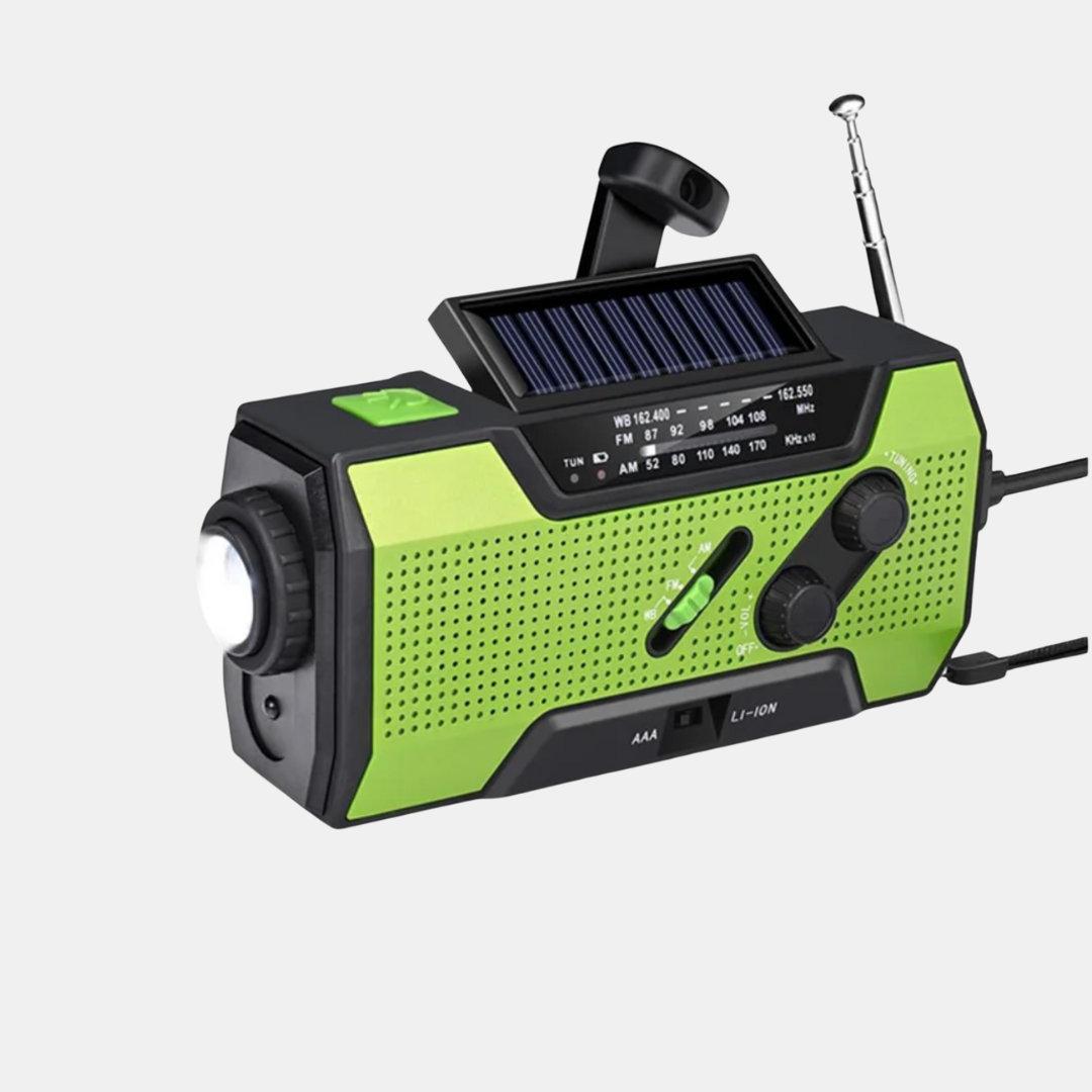 Kompakt Soldrevet Nødradio – 2000mAh Genopladeligt Batteri Nødradioer Tech Butik