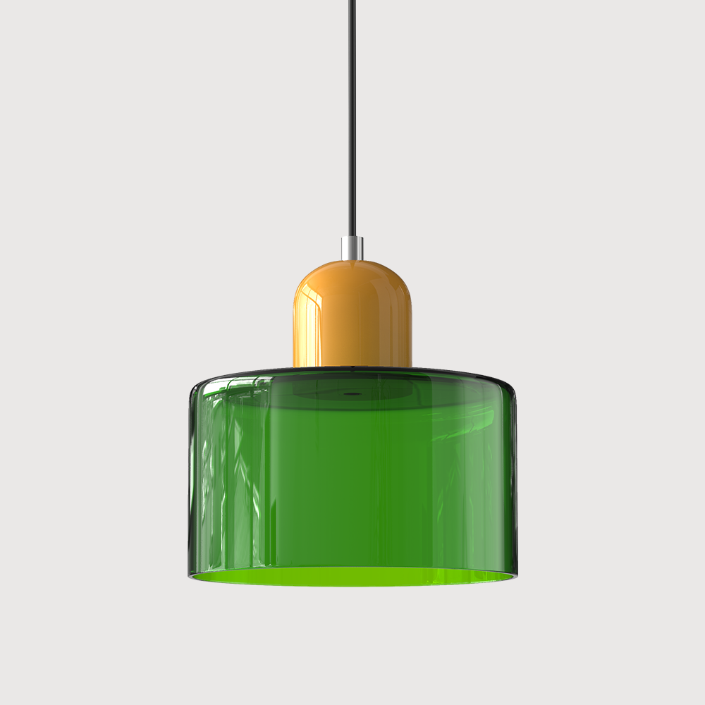Kreativ Glaspendel Lampe til Elegant Belysning i Hjemmet Hængelamper Tech Butik Grøn Gul
