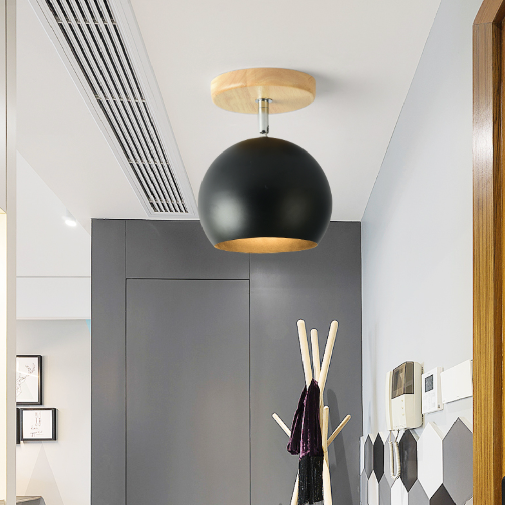 LED-væglampe med træ- og metalkugle-design Loftlamper Tech Butik