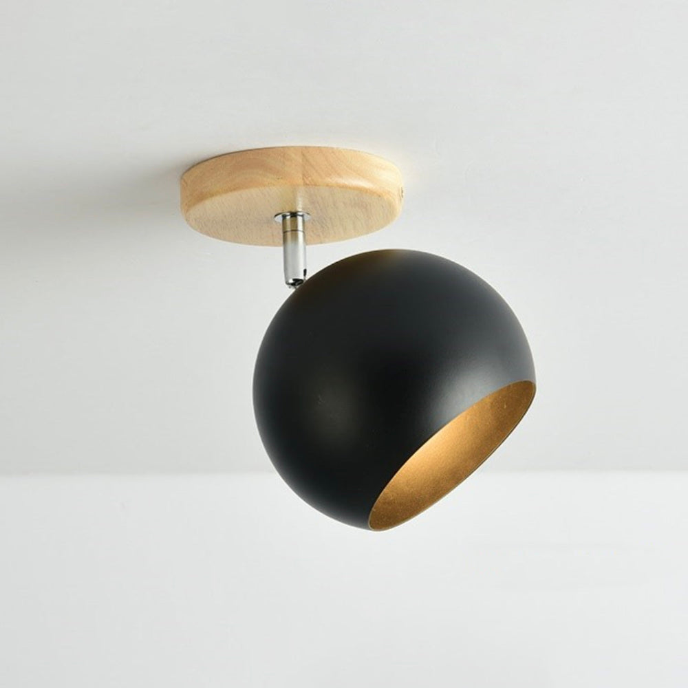 LED-væglampe med træ- og metalkugle-design Loftlamper Tech Butik Sort