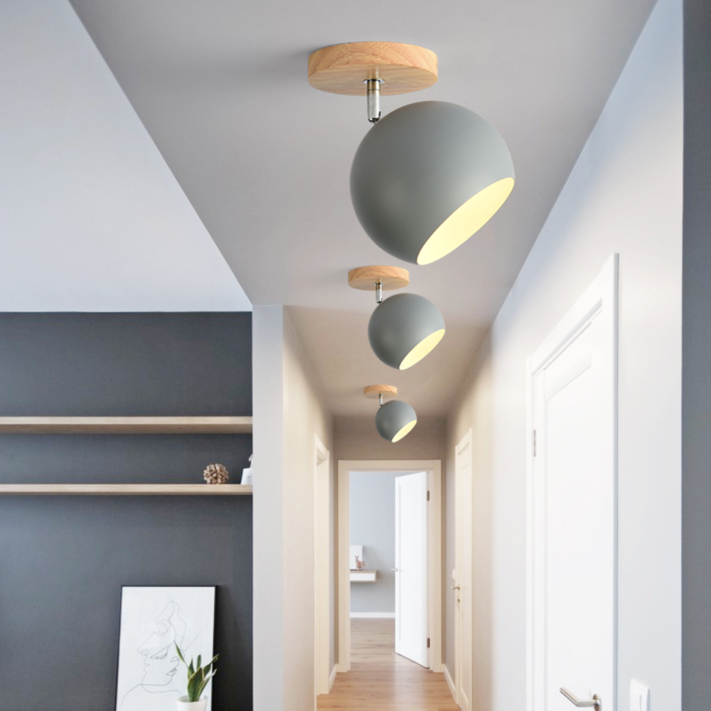 LED-væglampe med træ- og metalkugle-design Loftlamper Tech Butik