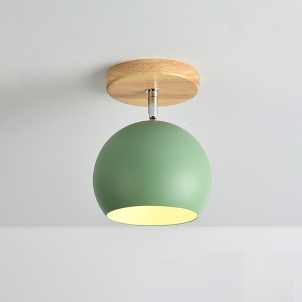 LED-væglampe med træ- og metalkugle-design Loftlamper Tech Butik Grøn