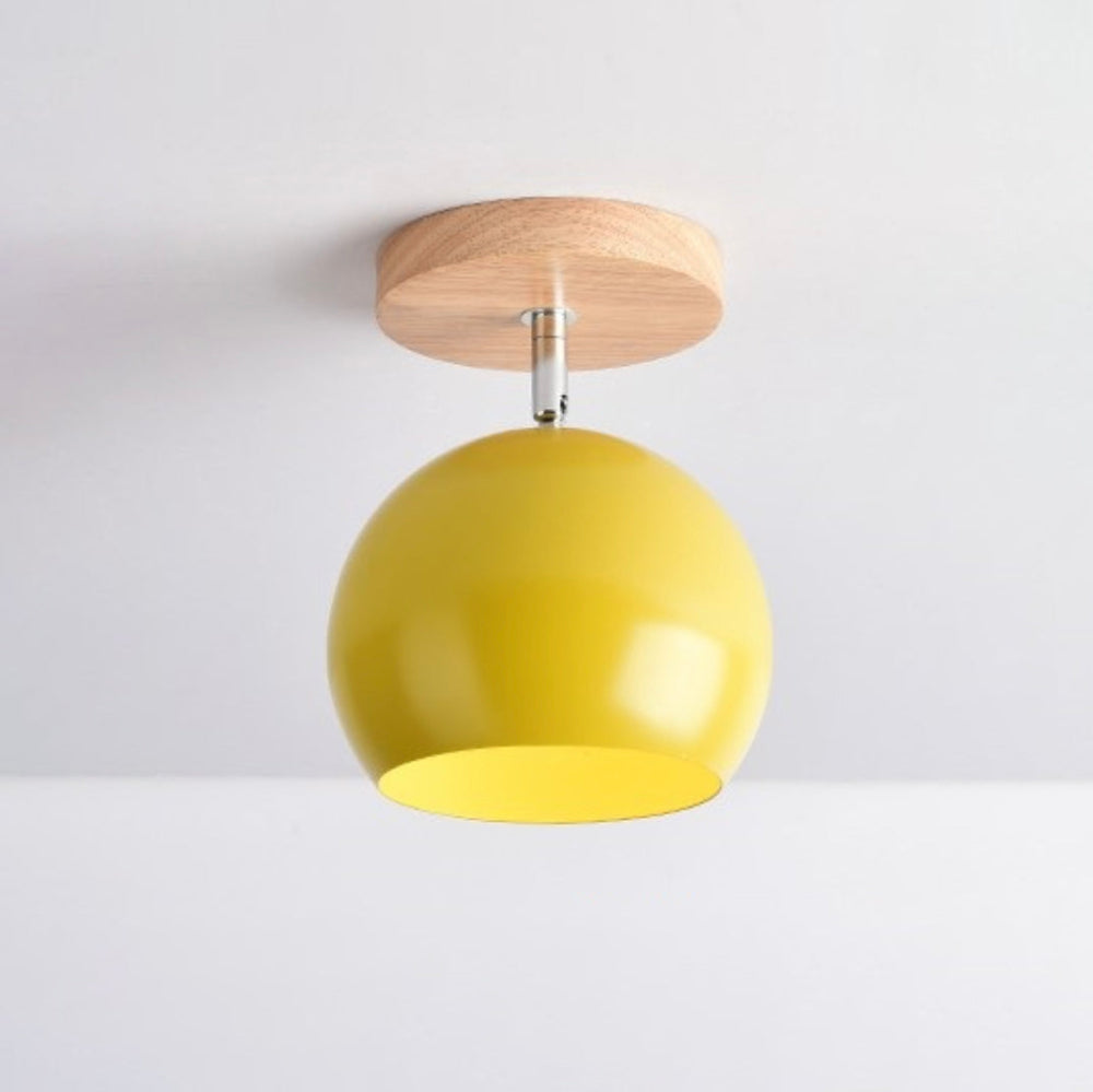 LED-væglampe med træ- og metalkugle-design Loftlamper Tech Butik Gul