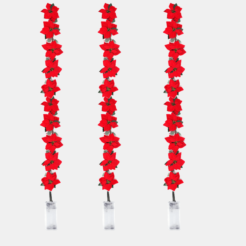 LED Julelys Poinsettia Blomster – Udendørs Julebelysning til Dekoration Sæsonbestemt belysning Tech Butik 2 Sæt 2m 10LED