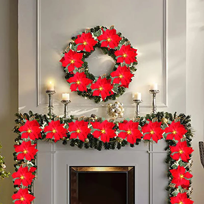 LED Julelys Poinsettia Blomster – Udendørs Julebelysning til Dekoration Sæsonbestemt belysning Tech Butik