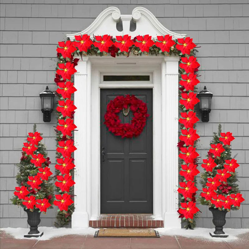 LED Julelys Poinsettia Blomster – Udendørs Julebelysning til Dekoration Sæsonbestemt belysning Tech Butik