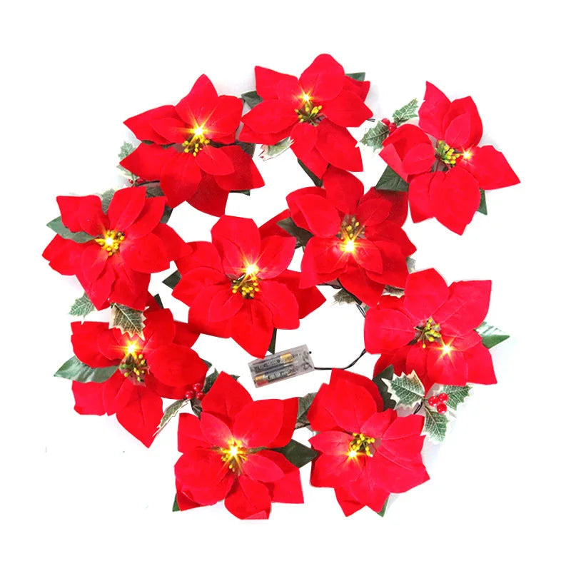 LED Julelys Poinsettia Blomster – Udendørs Julebelysning til Dekoration Sæsonbestemt belysning Tech Butik