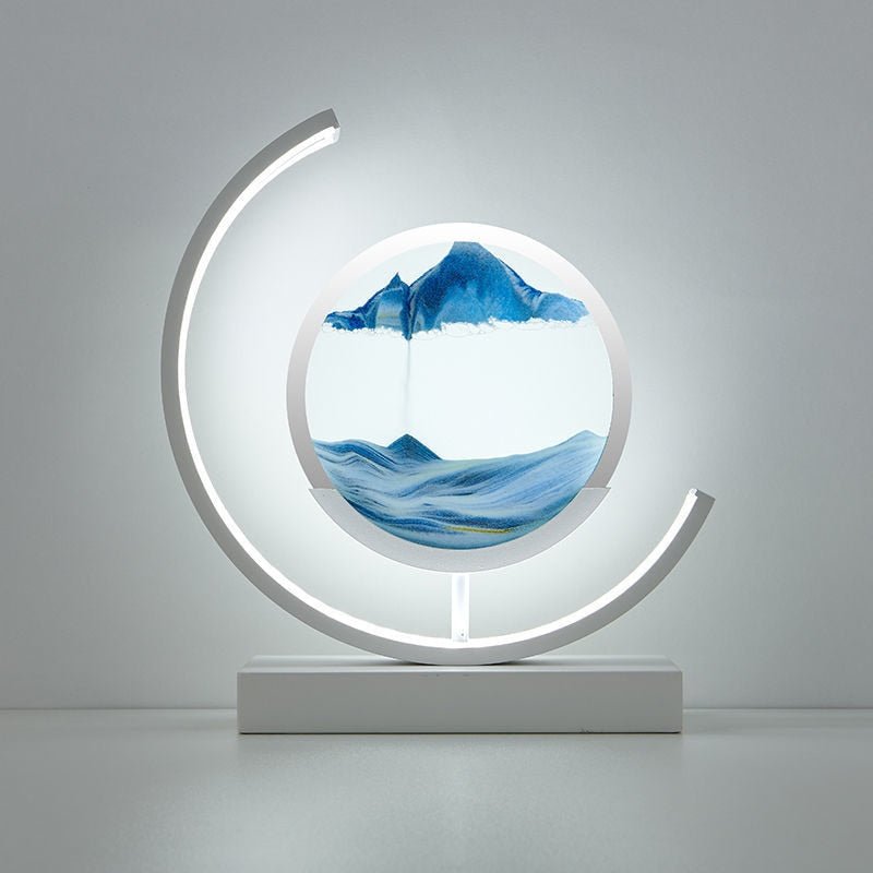 LED Sandkunst Ramme til Afslappende Hjemmedekoration Bordlamper Tech Butik Blå Hvid