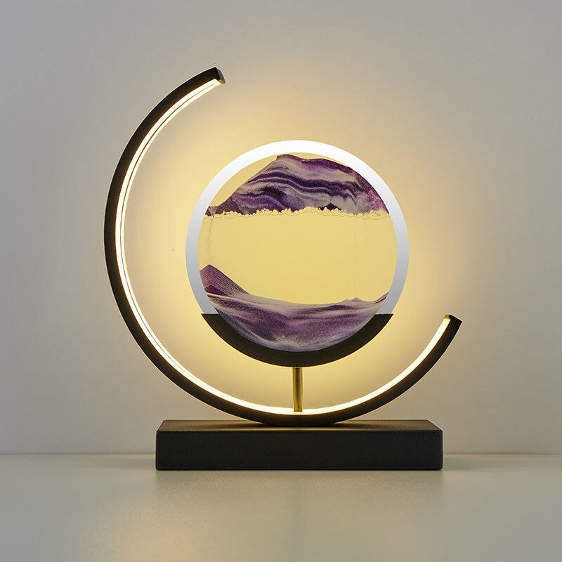 LED Sandkunst Ramme til Afslappende Hjemmedekoration Bordlamper Tech Butik Lilla Sort