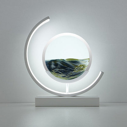 LED Sandkunst Ramme til Afslappende Hjemmedekoration Bordlamper Tech Butik Sort Hvid