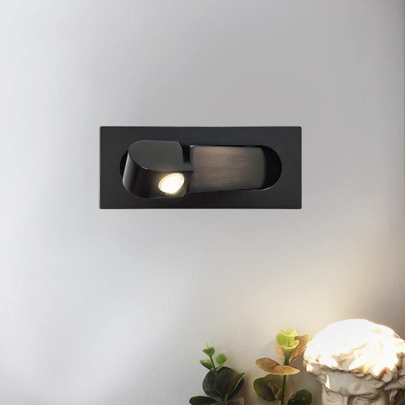 LED Sengelampe med Justerbart Hoved Væglampe Tech Butik Mat Sort Dia 8cm x H 19cm Varm Hvid