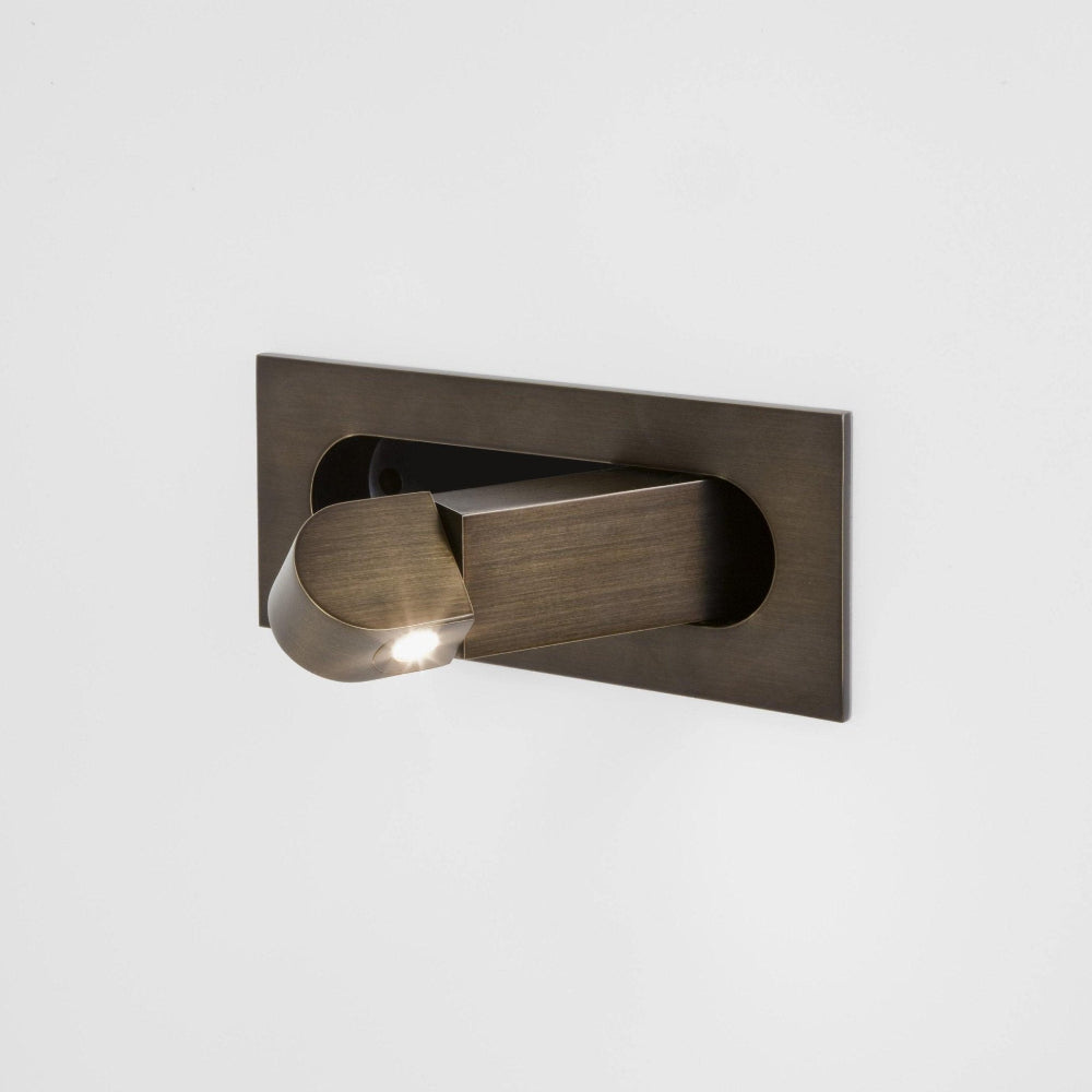 LED Sengelampe med Justerbart Hoved Væglampe Tech Butik Bronze Dia 8cm x H 19cm Varm Hvid