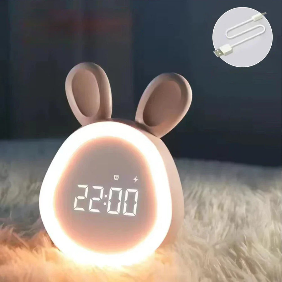 LED Vækkeur med Lys i Sødt Kanin Design – Vækkeur til Børn i Soveværelset Bordlampe Tech Butik