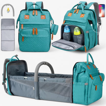 Babyrygsæk med Skiftemåtte – Praktisk og Rummelig Ble-taske til Forældre på Farten Bags Tech Butik Lyseblå