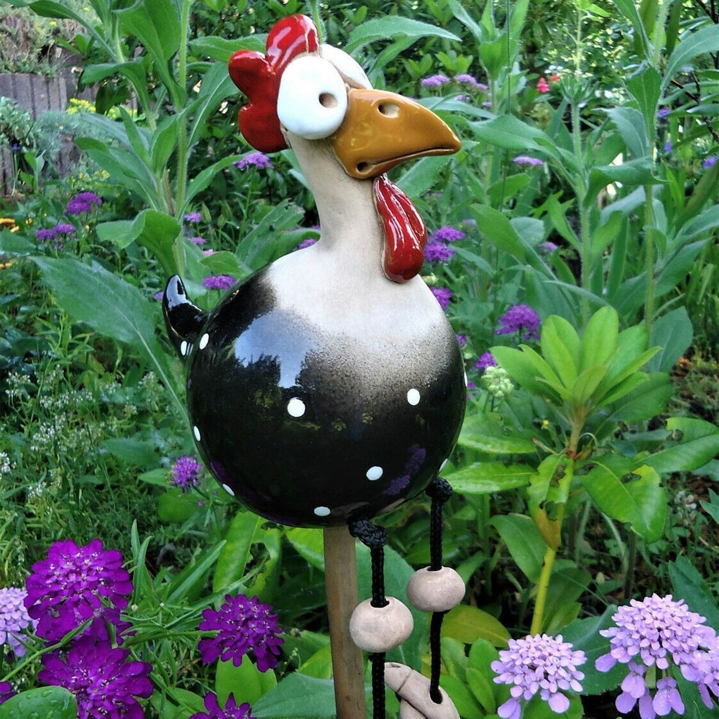 Legende Hønse Gartendekoration - Farverige Figurer til Haven og Terrasse (1+1 Gratis) Kyllingehave dekoration Tech Butik Sort