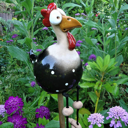 Legende Hønse Gartendekoration - Farverige Figurer til Haven og Terrasse (1+1 Gratis) Kyllingehave dekoration Tech Butik Sort