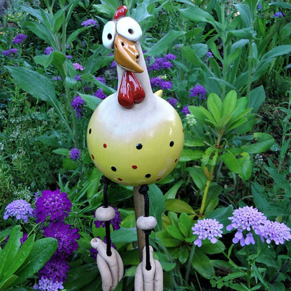Legende Hønse Gartendekoration - Farverige Figurer til Haven og Terrasse (1+1 Gratis) Kyllingehave dekoration Tech Butik Gul