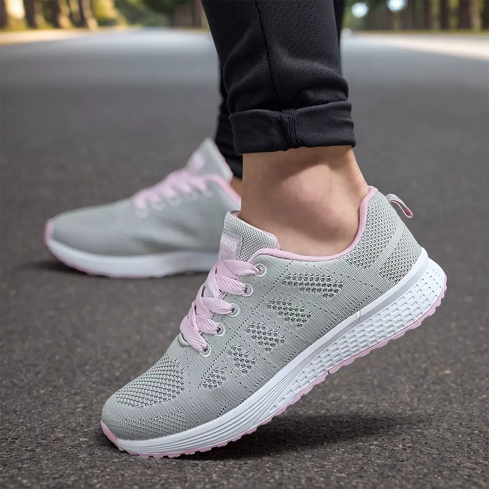 Ultralette Åndbare Sneakers – Komfort & Stil til Hverdag Sko Tech Butik Pink Grå 36