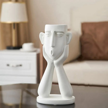 Menneskehoved Blomster­vase – Kunstnerisk Planteskulptur Dekoration Home & Decor Tech Butik Flydende hvidt hoved | 25cm