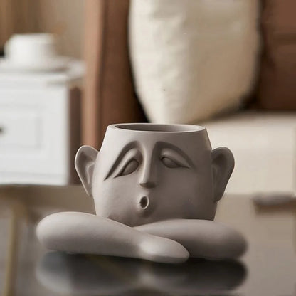 Menneskehoved Blomster­vase – Kunstnerisk Planteskulptur Dekoration Home & Decor Tech Butik