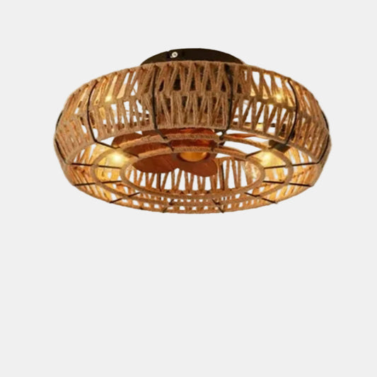 Loftlampe Plafondventilator i Naturligt Tovdesign Loftventilatorlampe Tech Butik