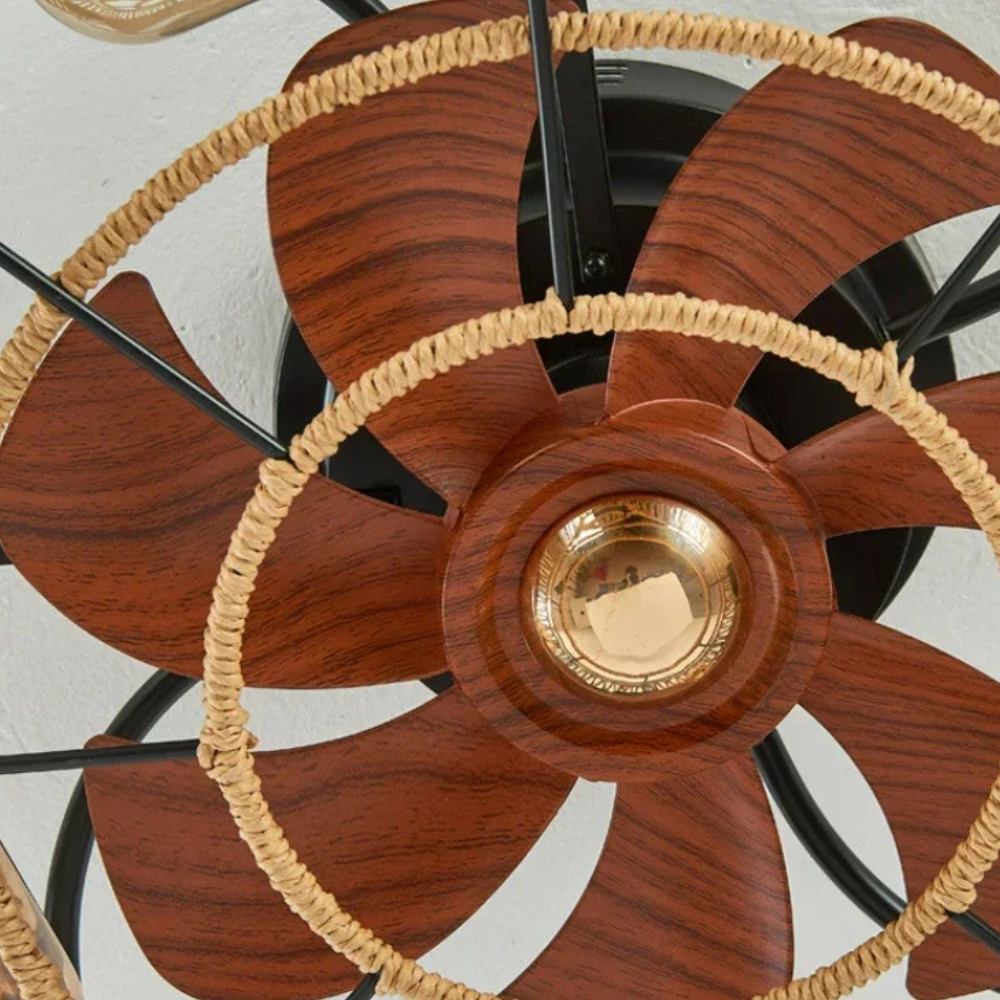 Loftlampe Plafondventilator i Naturligt Tovdesign Loftventilatorlampe Tech Butik