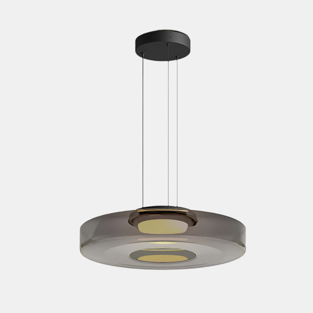 Loftlampe i Bauhaus-stil med Glas Pendellampe Tech Butik Røg Grå 1 Lag – Ø25cm x H11cm