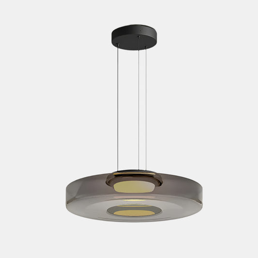 Loftlampe i Bauhaus-stil med Glas Pendellampe Tech Butik Røg Grå 1 Lag – Ø25cm x H11cm