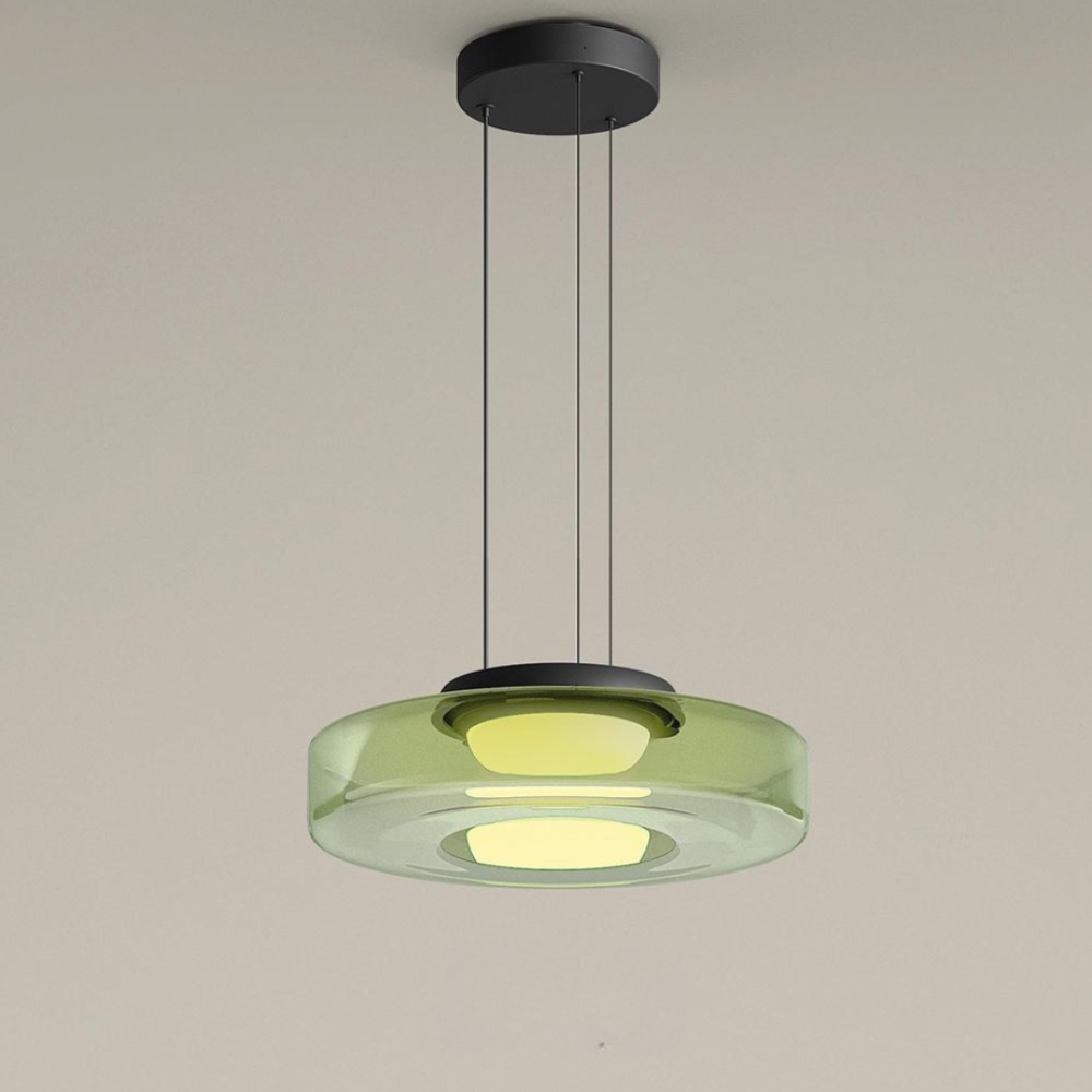 Loftlampe i Bauhaus-stil med Glas Pendellampe Tech Butik Grøn 1 Lag – Ø25cm x H11cm