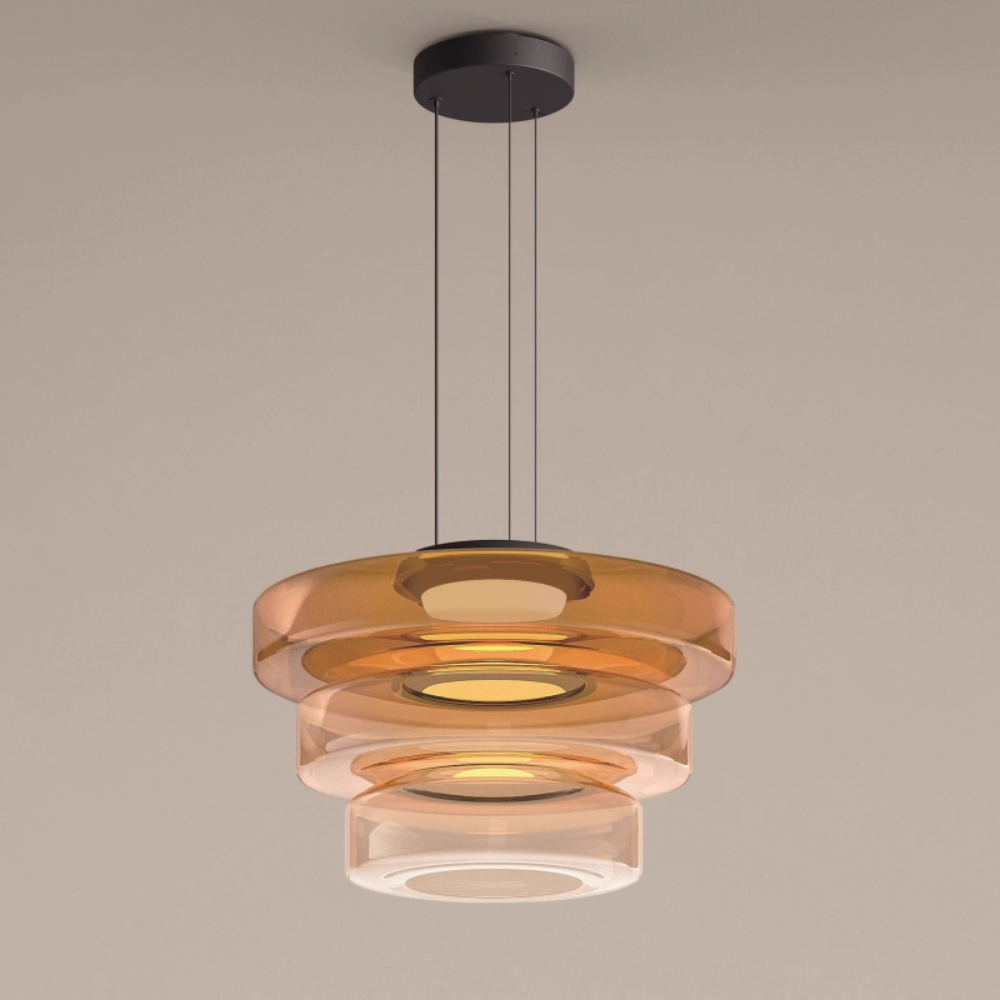 Loftlampe i Bauhaus-stil med Glas Pendellampe Tech Butik Amber 3 Lag-Ø45cm x H33cm
