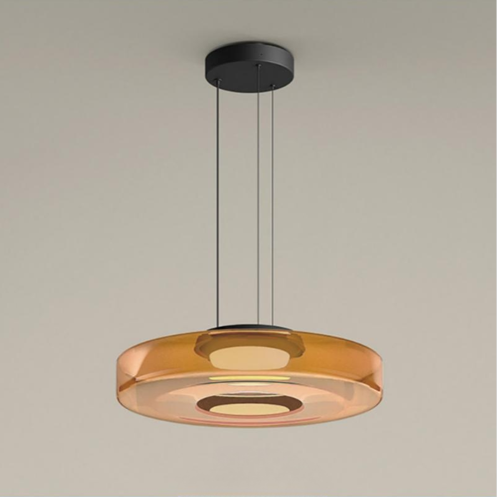 Loftlampe i Bauhaus-stil med Glas Pendellampe Tech Butik Amber 1 Lag – Ø25cm x H11cm