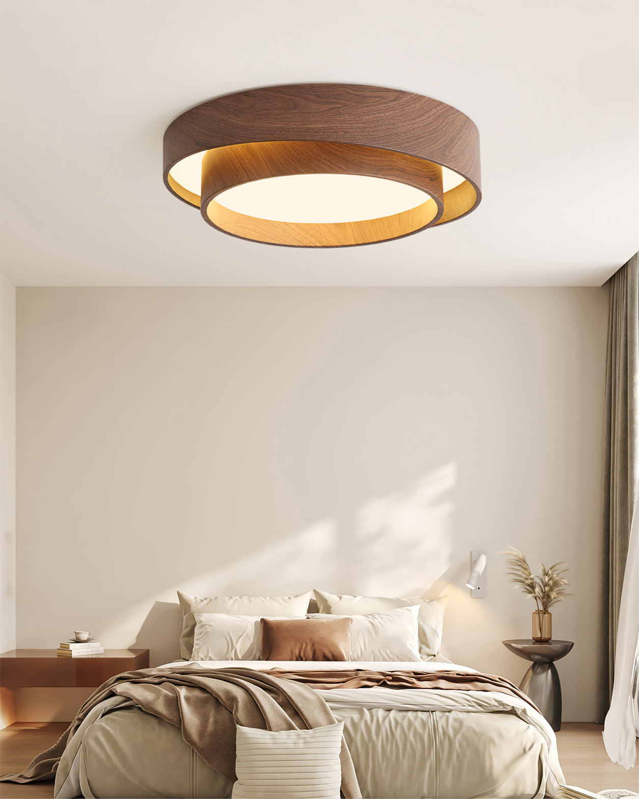 Loftlampe med Valnød Finish og Integreret LED Lys Loftslampe Tech Butik