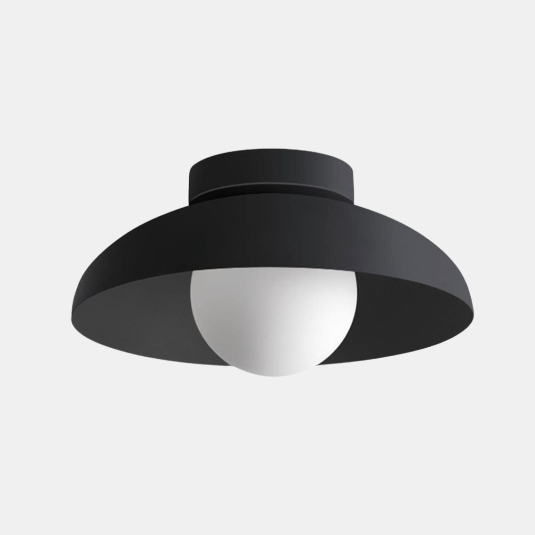 Loftlampe med Moderne Hvid Kuppel-Skærm Belysning Tech Butik Sort D28 × H11 cm