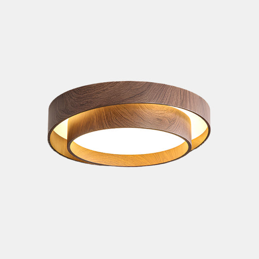 Loftlampe med Valnød Finish og Integreret LED Lys Loftslampe Tech Butik Dia 40cm x H 14cm Varmt lys