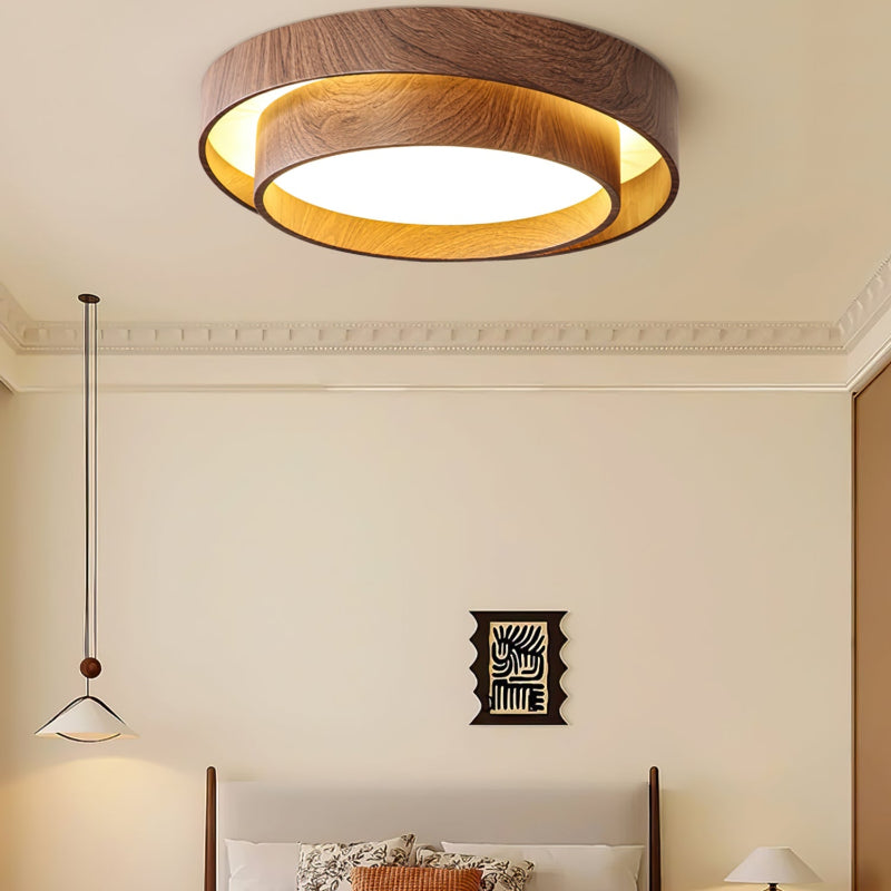 Loftlampe med Valnød Finish og Integreret LED Lys Loftslampe Tech Butik