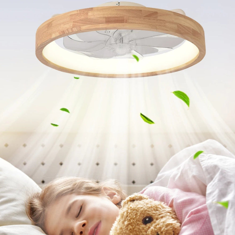 Loftventilator med LED-belysning i Trædesign Loftventilatorer Tech Butik