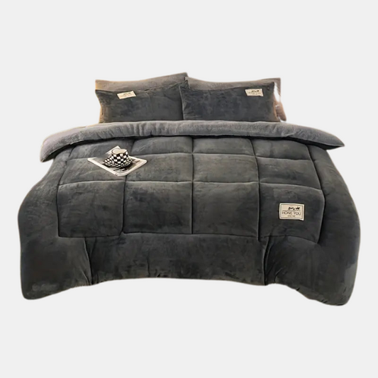 Luksuriøst Lammefløjl Dyne Blød Temperaturkontrol & Maskinvaskbar Sengetøj Tech Butik Sort 150x200cm