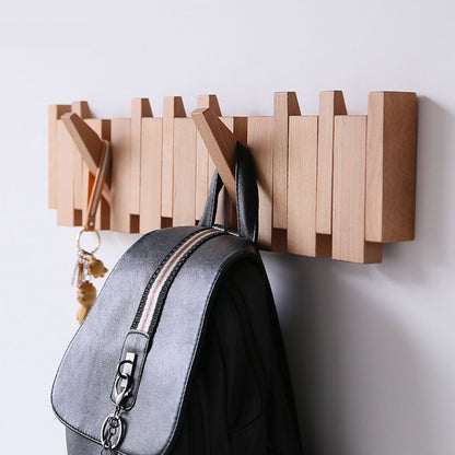Luksurielt Foldbart Væghængt Træstativ med Piano-Design Utility hooks Tech Butik Bøgtræ 4 kroge