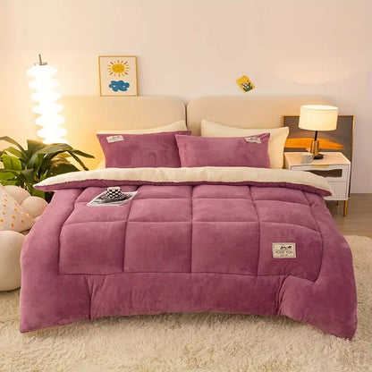 Luksuriøst Lammefløjl Dyne Blød Temperaturkontrol & Maskinvaskbar Sengetøj Tech Butik Rosa 150x200cm